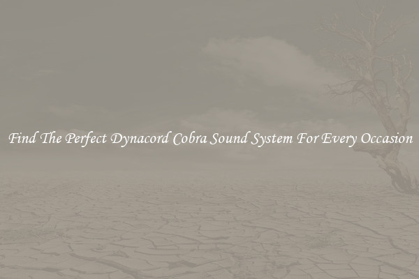 Find The Perfect Dynacord Cobra Sound System For Every Occasion